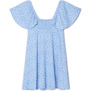 Niebieska sukienka Cropp mini rozkloszowana z krótkim rękawem