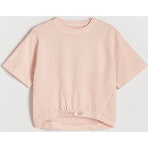 Różowa bluzka dziecięca Reserved dla dziewczynek z bawełny