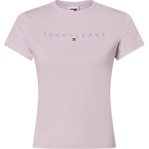 Fioletowy t-shirt Tommy Jeans z bawełny w stylu casual