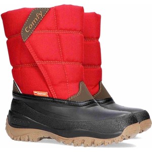 Czerwone buty dziecięce zimowe Demar na rzepy