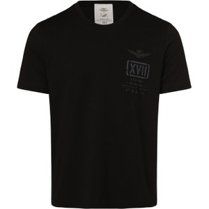 Czarny t-shirt Aeronautica Militare z krótkim rękawem z dżerseju