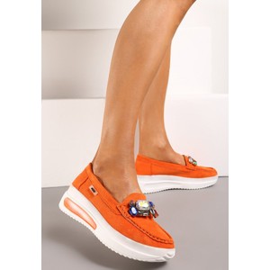 Pomarańczowe buty Renee z płaską podeszwą