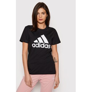 Czarny t-shirt Adidas z okrągłym dekoltem w młodzieżowym stylu