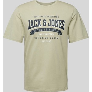 T-shirt Jack & Jones w młodzieżowym stylu z nadrukiem z bawełny