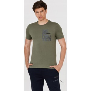 T-shirt Aeronautica Militare z nadrukiem w młodzieżowym stylu z krótkim rękawem