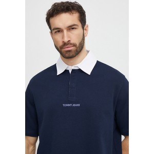 Granatowa koszulka polo Tommy Jeans z bawełny w stylu casual