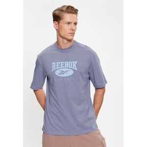 Niebieski t-shirt Reebok z krótkim rękawem w młodzieżowym stylu