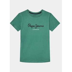 Zielona koszulka dziecięca Pepe Jeans z krótkim rękawem dla chłopców