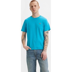 Niebieski t-shirt Levis w stylu casual z bawełny z krótkim rękawem