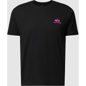 Czarny t-shirt Alpha Industries z krótkim rękawem w stylu casual