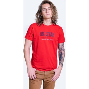 Czerwony t-shirt Big Star z dzianiny