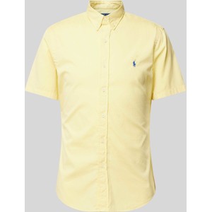 Żółta koszula POLO RALPH LAUREN w stylu casual z krótkim rękawem z kołnierzykiem button down
