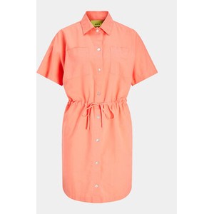 Pomarańczowa sukienka Jjxx z krótkim rękawem koszulowa