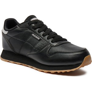 Czarne buty sportowe Skechers ze skóry ekologicznej w stylu casual sznurowane