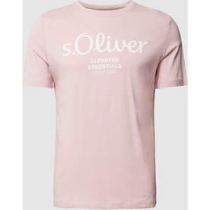 Różowy t-shirt S.Oliver z nadrukiem z krótkim rękawem