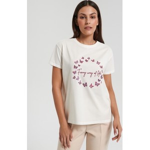 T-shirt Sinsay w młodzieżowym stylu z okrągłym dekoltem
