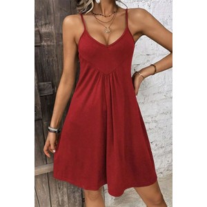 Czerwona sukienka IVET z tkaniny w stylu casual na ramiączkach