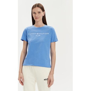 Niebieski t-shirt Tommy Hilfiger z okrągłym dekoltem