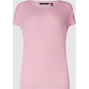 Różowa bluzka Vero Moda z okrągłym dekoltem z krótkim rękawem