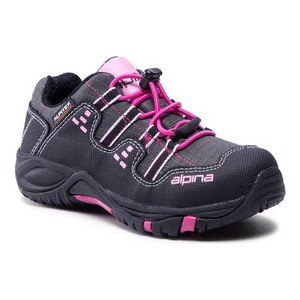Czarne buty trekkingowe dziecięce Alpina sznurowane dla dziewczynek