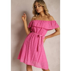 Różowa sukienka Renee mini rozkloszowana hiszpanka