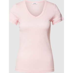 Różowy t-shirt Esprit z bawełny