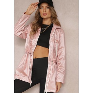 Różowa kurtka Renee długa wiatrówki w stylu casual