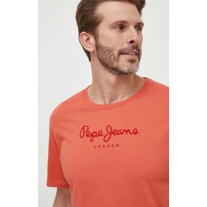 Pomarańczowy t-shirt Pepe Jeans z nadrukiem