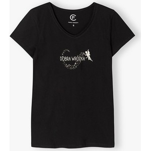 Czarny t-shirt Family Concept By 5.10.15. z bawełny z krótkim rękawem z okrągłym dekoltem
