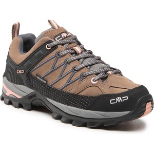 Brązowe buty trekkingowe CMP sznurowane z płaską podeszwą