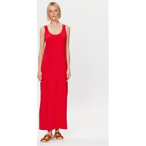 Czerwona sukienka United Colors Of Benetton maxi na ramiączkach z okrągłym dekoltem
