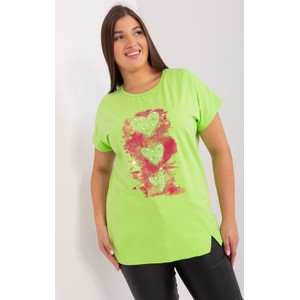 Zielony t-shirt Relevance z bawełny w młodzieżowym stylu z okrągłym dekoltem