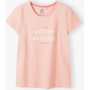 Różowy t-shirt Family Concept By 5.10.15. z bawełny z krótkim rękawem