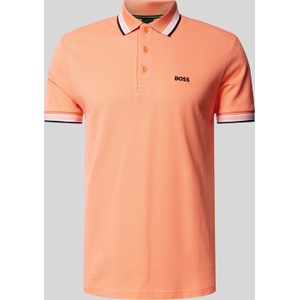 Pomarańczowa koszulka polo Hugo Boss z bawełny z krótkim rękawem