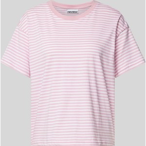 Różowa bluzka Review z bawełny z okrągłym dekoltem
