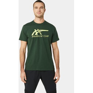 Zielony t-shirt ASICS z krótkim rękawem