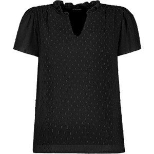 Czarna bluzka SUBLEVEL z krótkim rękawem w stylu casual z dekoltem w kształcie litery v