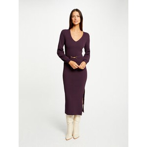 Fioletowa sukienka Morgan dopasowana z długim rękawem midi