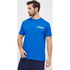 Niebieski t-shirt Napapijri z nadrukiem z bawełny
