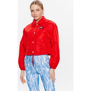 Czerwona kurtka Tommy Jeans w stylu casual bez kaptura