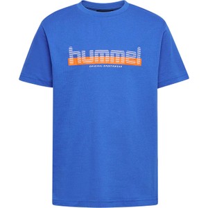Niebieska koszulka dziecięca Hummel z bawełny dla chłopców