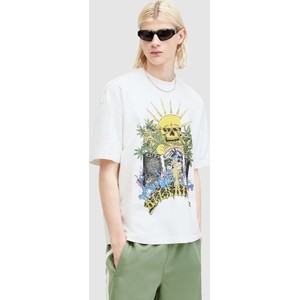 T-shirt AllSaints z nadrukiem z krótkim rękawem z bawełny