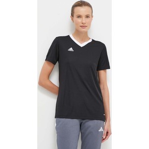 Czarny t-shirt Adidas Performance z krótkim rękawem w sportowym stylu