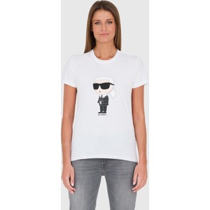 T-shirt Karl Lagerfeld z krótkim rękawem z okrągłym dekoltem z nadrukiem