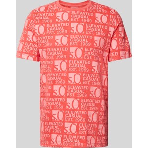 Różowy t-shirt S.Oliver z nadrukiem z krótkim rękawem z bawełny