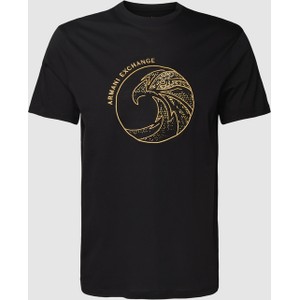Czarny t-shirt Armani Exchange z krótkim rękawem z nadrukiem z bawełny