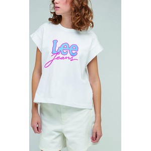 T-shirt Lee w młodzieżowym stylu z okrągłym dekoltem z krótkim rękawem