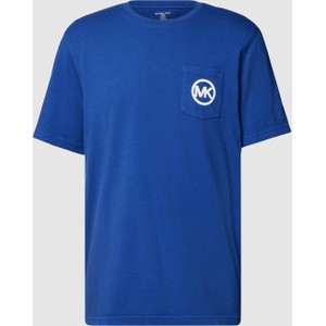 Niebieski t-shirt Michael Kors z krótkim rękawem z bawełny z nadrukiem