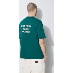 Zielony t-shirt Drôle De Monsieur z krótkim rękawem z bawełny