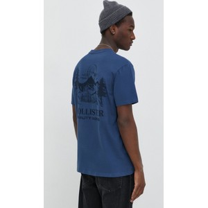 Granatowy t-shirt Hollister Co. w młodzieżowym stylu z bawełny